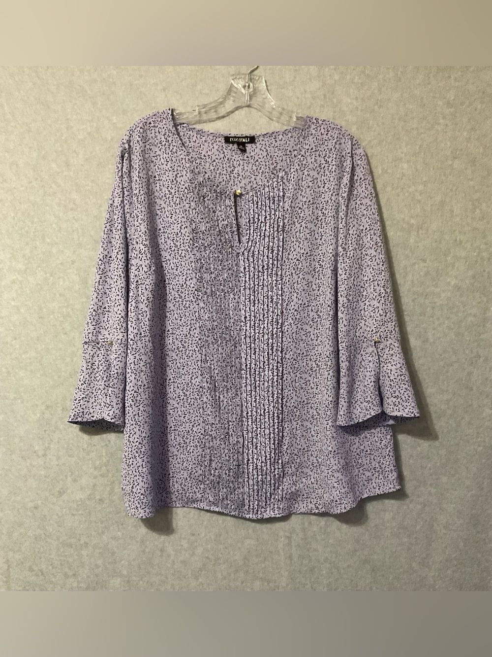 Roz & Ali Lavender Pintuck Peasant Blouse Sz XL